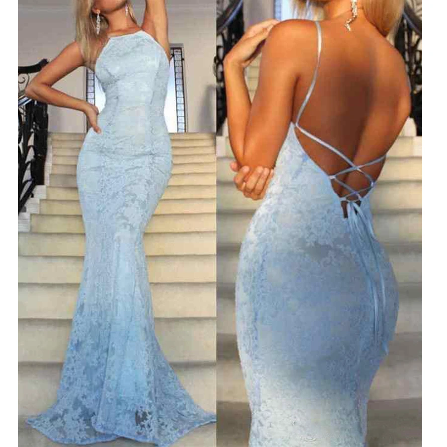 halter neck mermaid prom dress