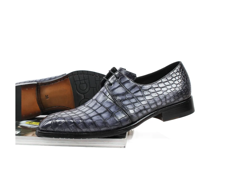 Vikeduo классический формальная обувь Человек Мода Стиль натуральной крокодиловой кожи туфли дерби туфли под платье плед ручной работы