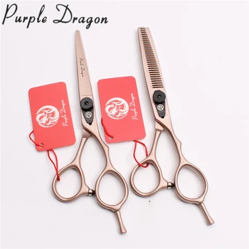 

6In. 17.5cm 440C Purple Dragon Rose Gold Professional Hairdressing Scissors Thinning Shears Cutting Scissors Hair Scissors Z9015