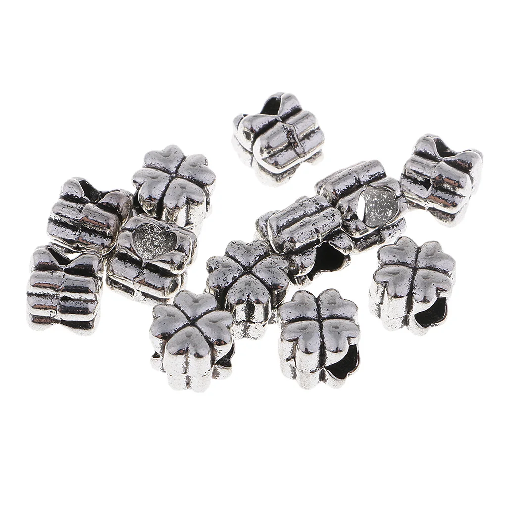 Pack of 12 Beautiful Large Hole Beads Metal Decorative Beads for Clothing Bags Shoes Bracelet Decor	