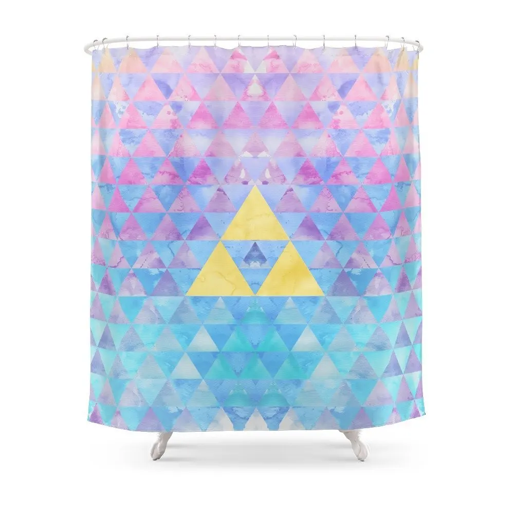 

Zelda Geometry Shower Curtain Waterproof Polyester Fabric Bathroom Decor Multi-Size Printed Shower Curtain with 12 Hooks