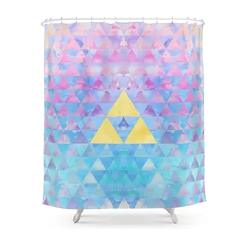 

Zelda Geometry Shower Curtain Waterproof Polyester Fabric Bathroom Decor Multi-Size Printed Shower Curtain with 12 Hooks
