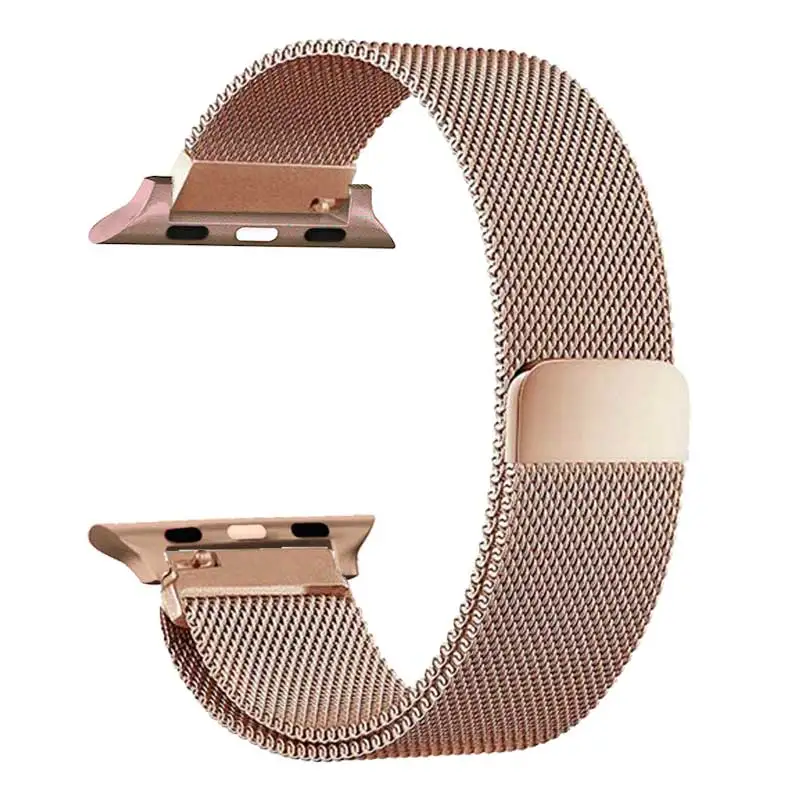 Стальной ремешок для часов Apple Watch 42 44 38 40 мм Миланская петля с защитным корпусом ремешок для часов iWatch Series 4 3 2 - Цвет ремешка: Rose gold