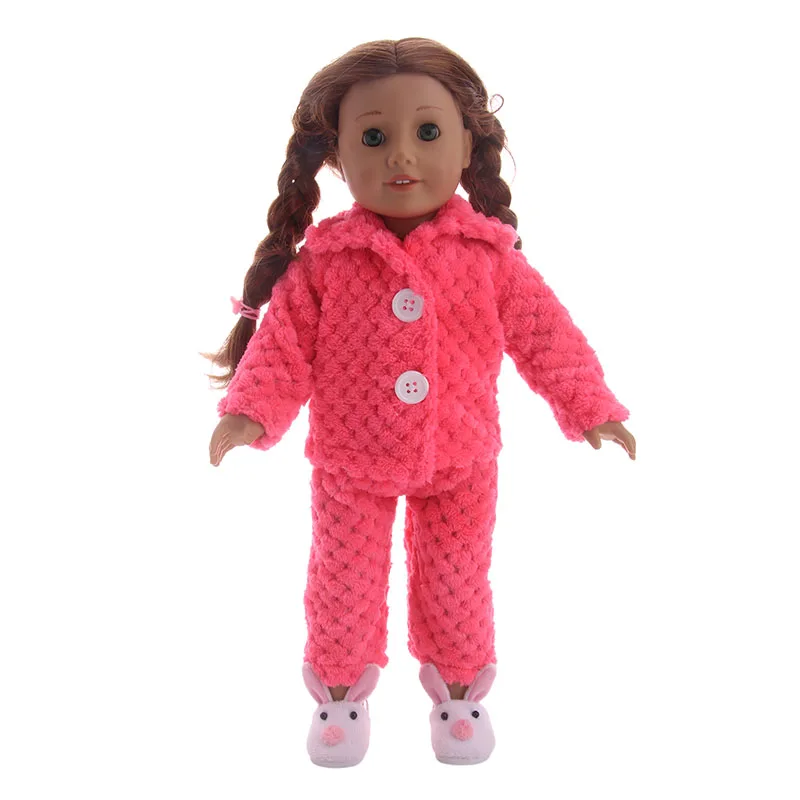

luckdoll The casual home furry pajamas suit is perfect for 18-inch and 43cm American dolls