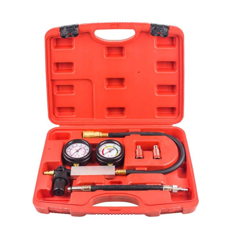 

High Quality Double Petrol Gas Engine Cylinder Compressor Gauge Meter Test Leakage Diagnostic Tool Pressure Compression Tester