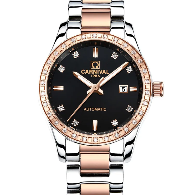 Карнавальные женские часы-браслет, новинка, модные водонепроницаемые светящиеся автоматические часы с календарем, часы из розового золота Bayan Kol Saati - Цвет: 3
