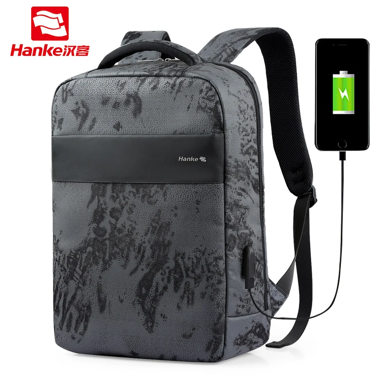 

Hanke USB Charging Men School Backpack 15.6'' Male Laptop Backpack Camouflage mochila Teenagers Water Repellent Travel Daypack