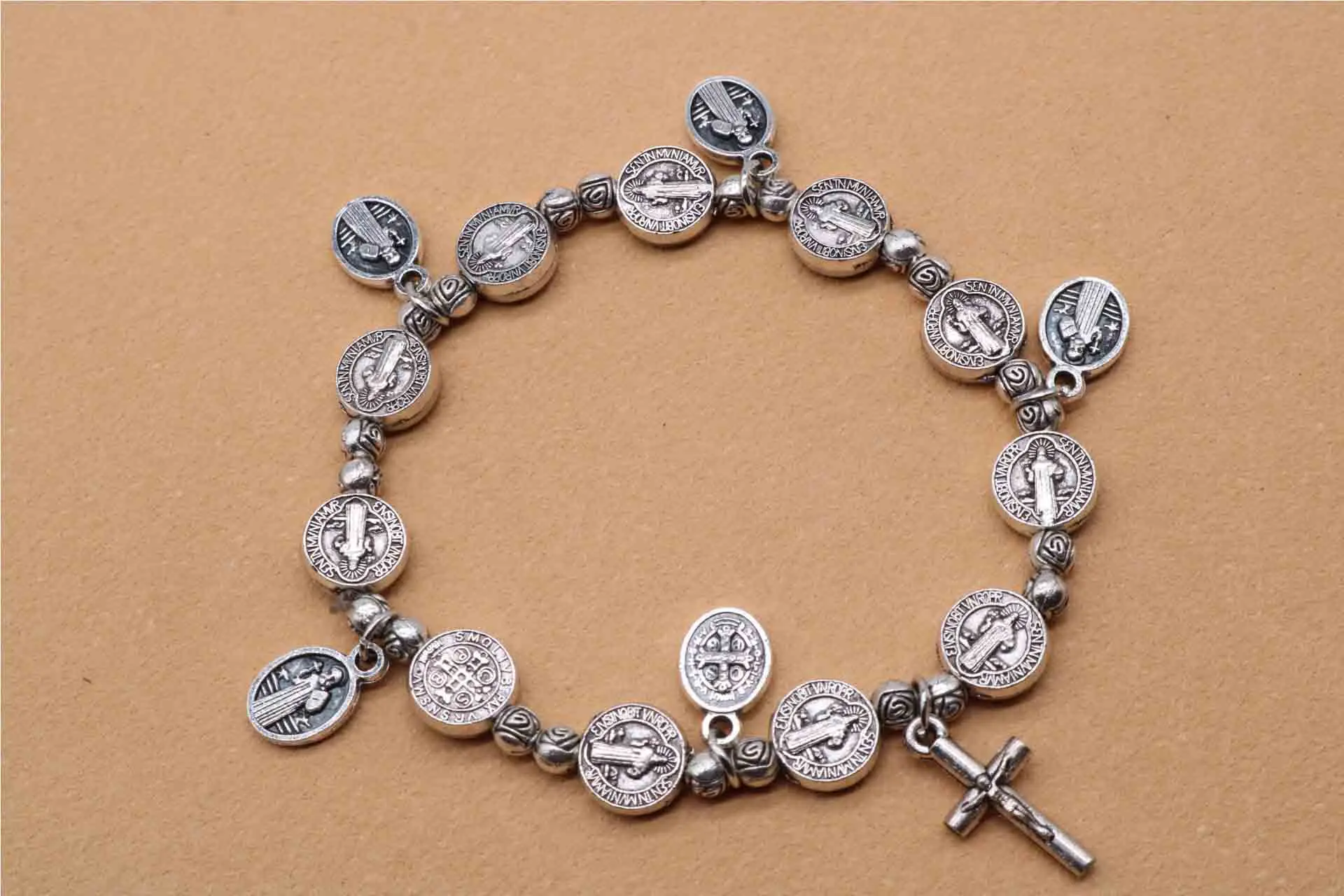 Hot Jesus Cross Beaded Hands Rose Rosary Bracelet Heart Center Sacred