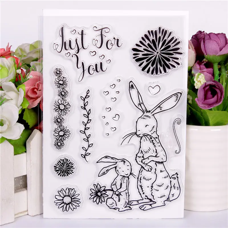 DLKSDI Cartoon animal Hare Transparent Clear Stamp DIY Silicone Seals Scrapbooking Card Making/Photo Album Decoration | Канцтовары для
