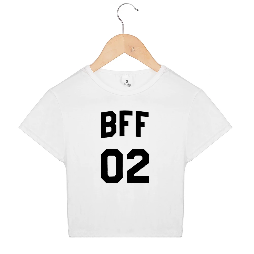 Подарок для BFF 01 02 рубашки девушки Bff женская футболка обрезанная Tumblr летняя