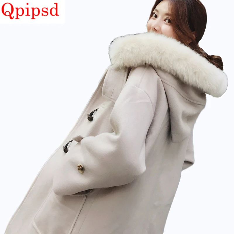 Winter Long Jacket 2018 Korean New Horn Button Woolen