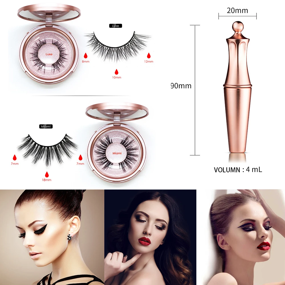 

Mikiwi Magnetic Eyelashes Eyeliner Eyelash Curler Set 5 Magnet Natural Long Magnetic False Eyelashes with Tweezers set