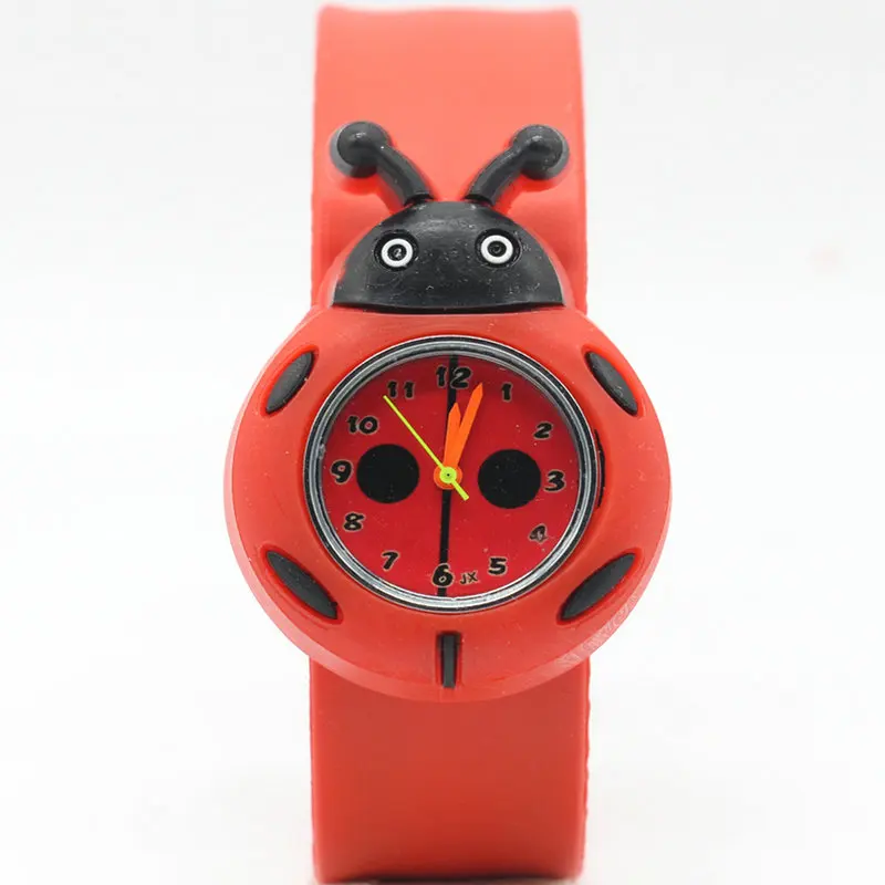 

Lovely Children's Analog Ladybug Bendable Plastic Strap Kids Slap Watch Free Shipping 1pcs