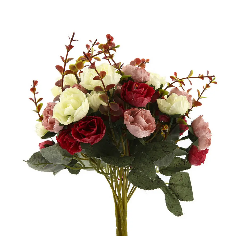 2 букет 42 голов искусственная Роза Шелковый цветочный букет домашний Свадебный декор