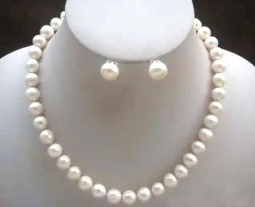 

Free Shipping >>>> HOT 10-11MM SOUTH SEA GENUINE WHITE PEARL EARRING NECKLACE 18" White Gold 14K