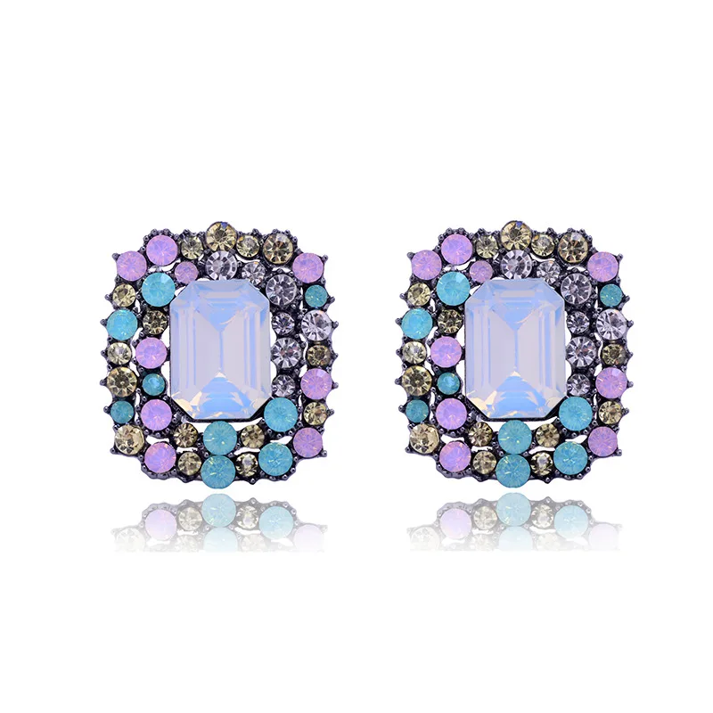 Opal Stone Jewelry 2016 Newest Crystal Stud Earrings for Woman Christmas Party Earrings Factory Wholesale Fast Shipping 4Colors (4)