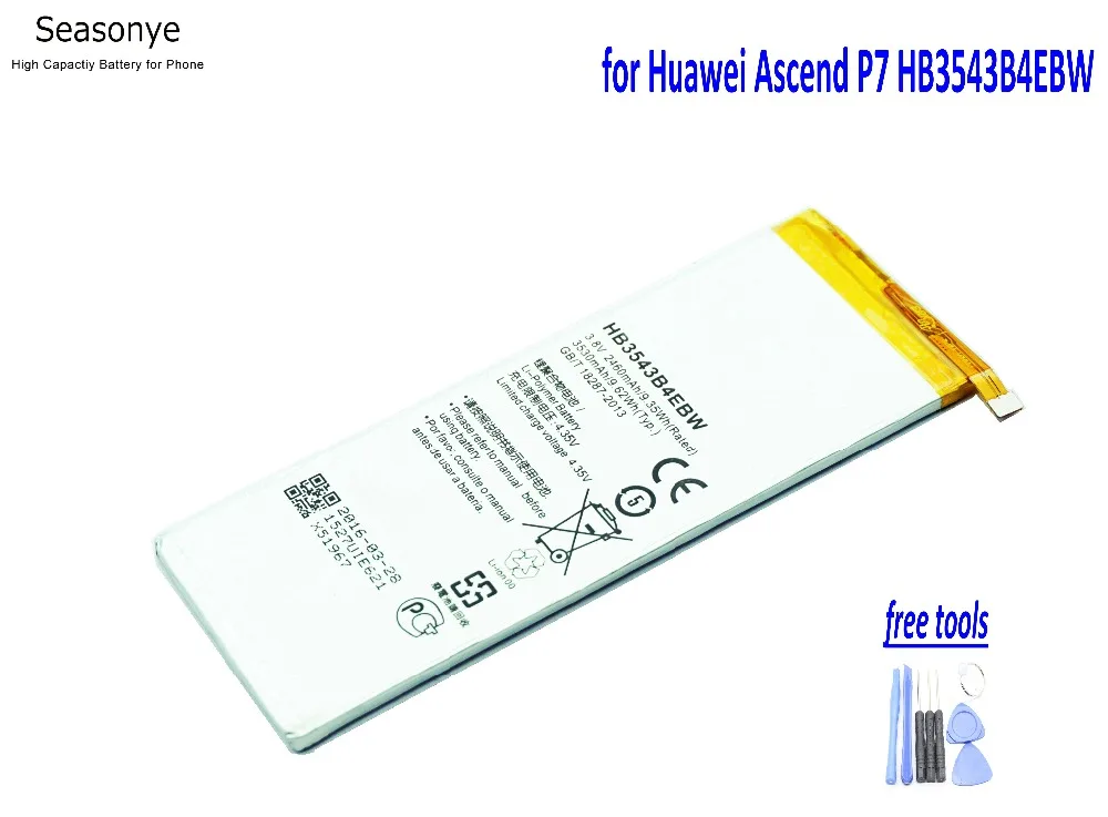 Seasonye 1x HB3543B4EBW 2460 мАч сменная батарея для телефона + отвертка инструменты Huawei Ascend P7