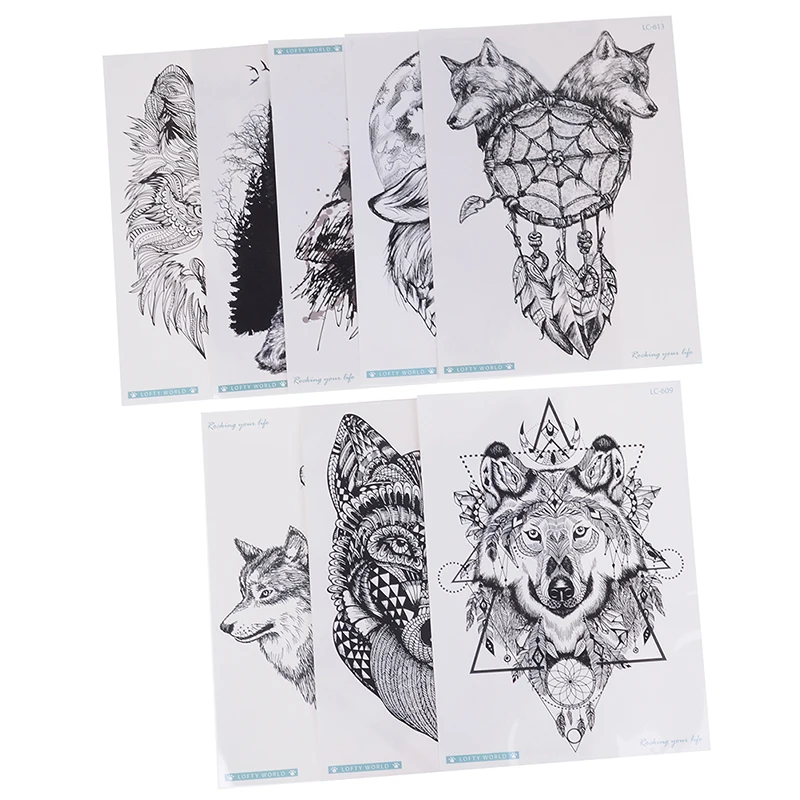 Wolf Temporary Tattoo Stickers Waterproof Women Fake Hand Animal Tattoos Adult Men Body Art