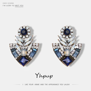 

Yhpup 2019 New Glass Crystal Resinstone Geometric Stud Earrings Classic Luxury Hot Sale Fashion Earrings Boucle D'oreile Femmes