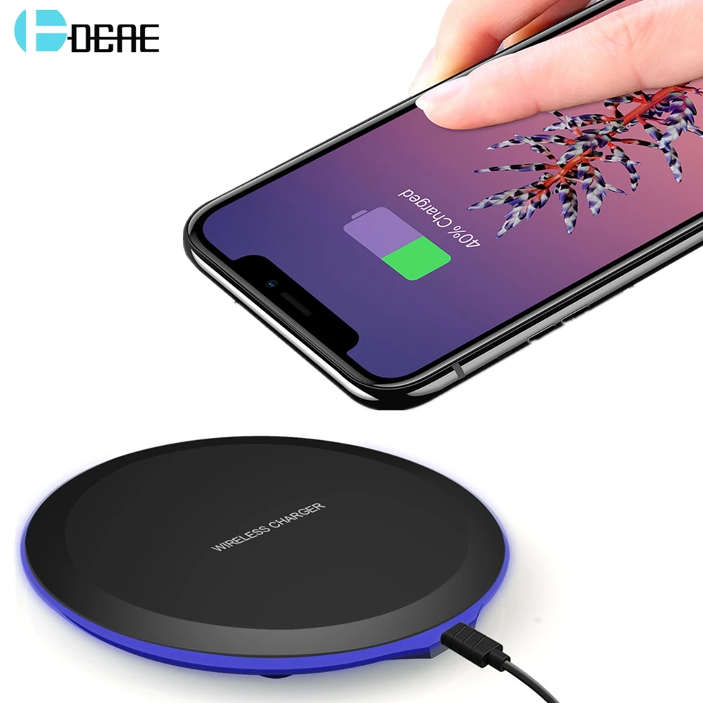 

DCAE Mini Wireless Charger For iPhone XS Max XR X 8 Plus Samsung S9 S8 Note 8 Mobile Phone Fast Qi Wireless Charging Charger Pad
