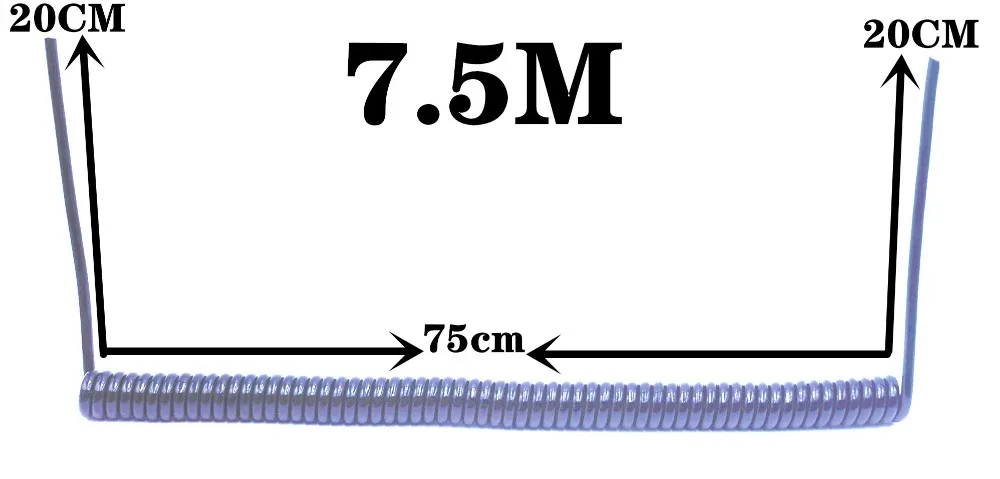 Пружина спиральный провод и кабель 6 ядер 8 ядер 24AWG 20AWG 2,5 м 5 м 7,5 м черный шнур питания Расширяемый провод