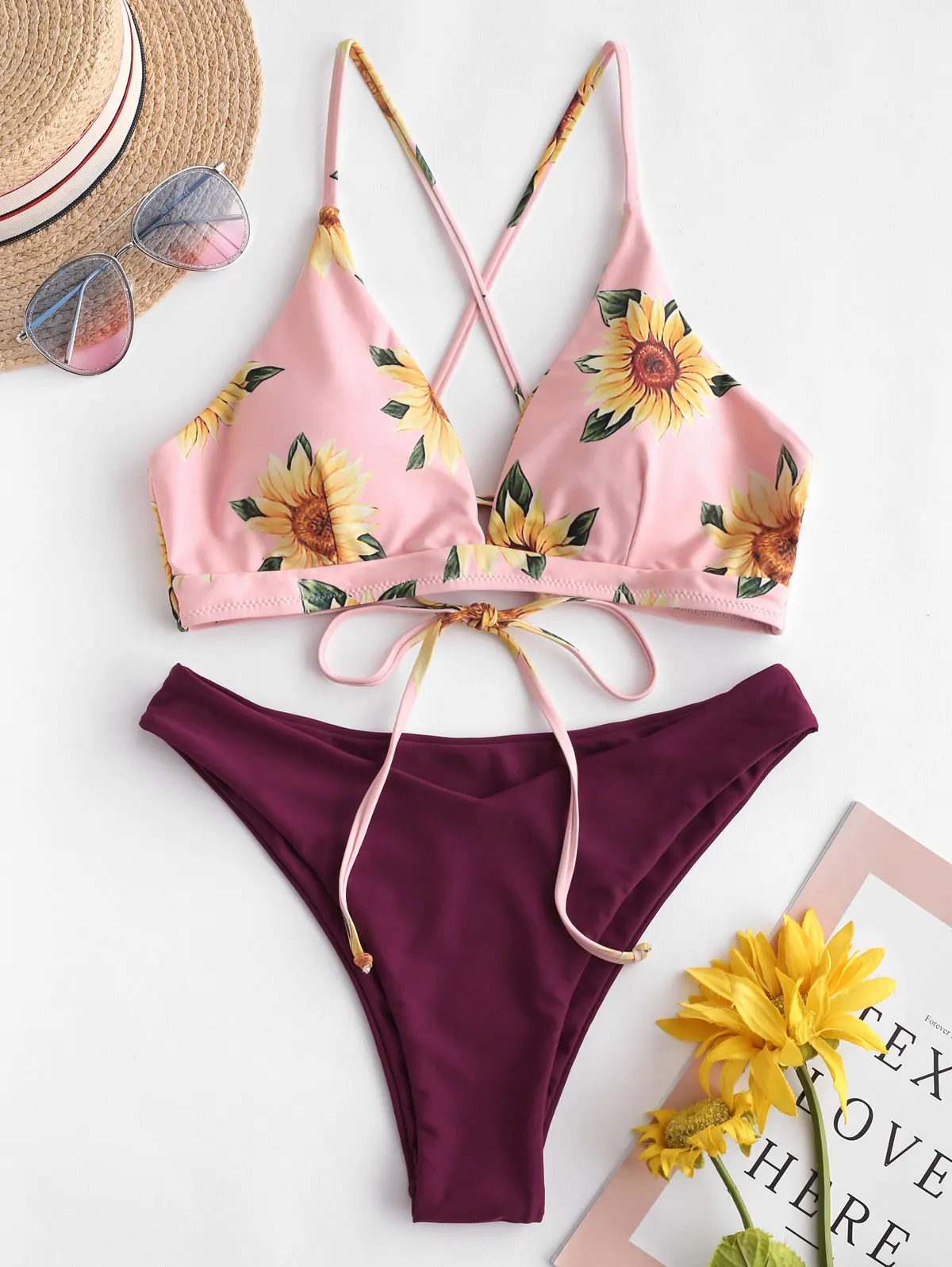 zaful sunflower bathing suit