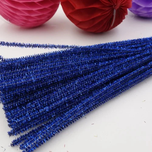 100 шт 30 см блестящие шенилле плюшевые оловянные проволочные стебли Проводные палочки DIY ремесленные принадлежности - Цвет: Blue