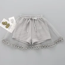 Г. новое поступление, летние шорты-брюки для маленьких девочек шорты с кисточками из тюля для малышей модные пляжные короткие штаны детская одежда принцессы