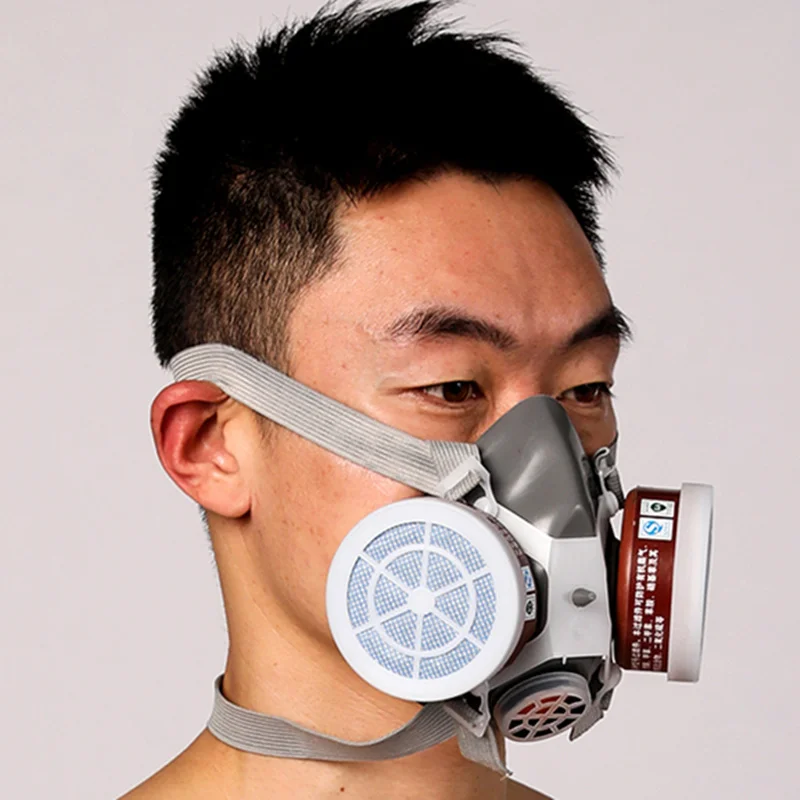 FD-402 половина противогаз Pro двойные банки противогаз респиратор анти-газ Анти-пыль химическая защитная маска Активированный набор углей