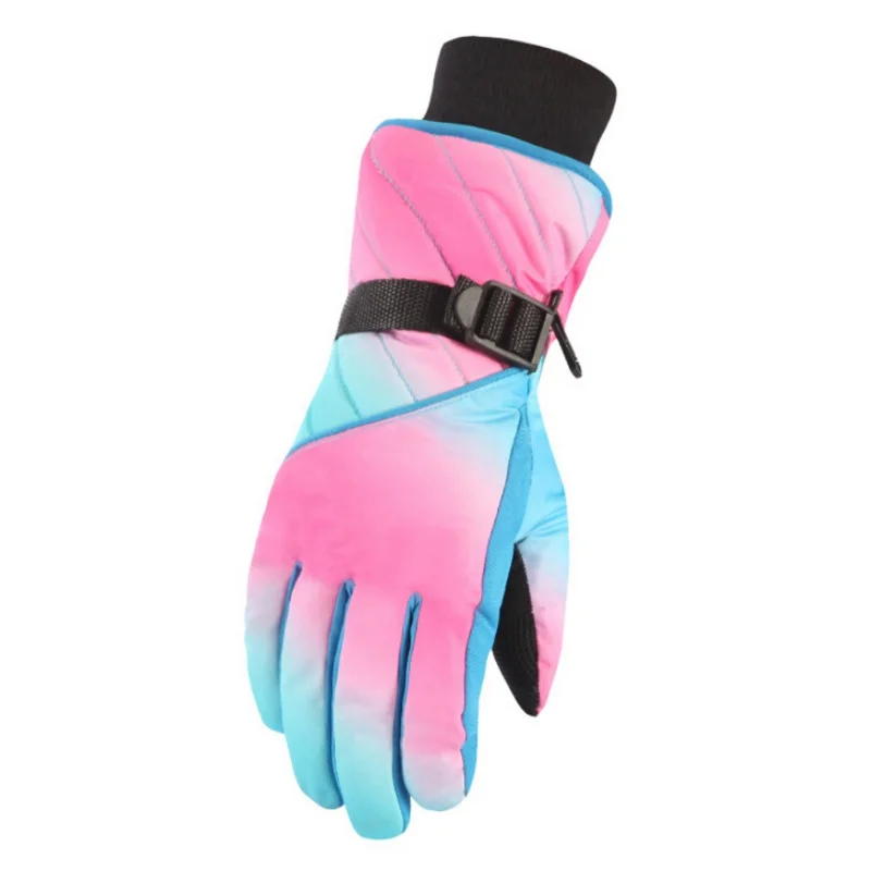 Зимние профессиональные лыжные перчатки для девочек и мальчиков, водонепроницаемые теплые перчатки для взрослых, ветрозащитные перчатки для катания на лыжах и сноуборде - Цвет: F