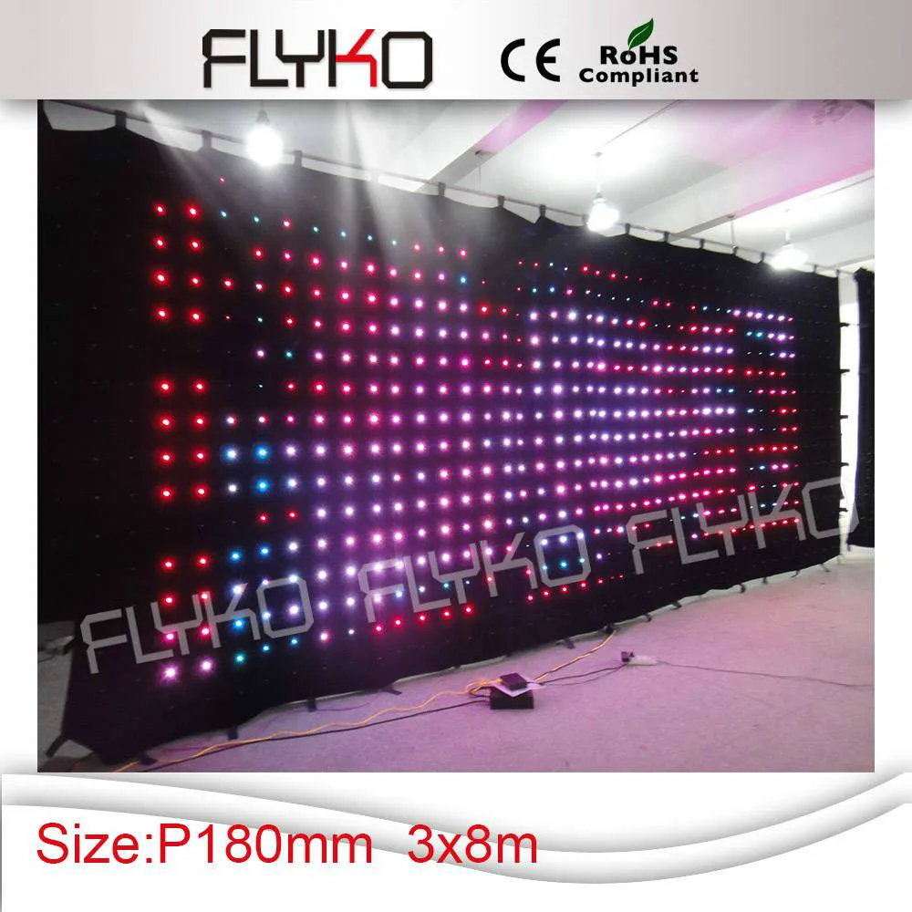 

Free shipping p18 3x8m rgb full color flexible soft led video screen