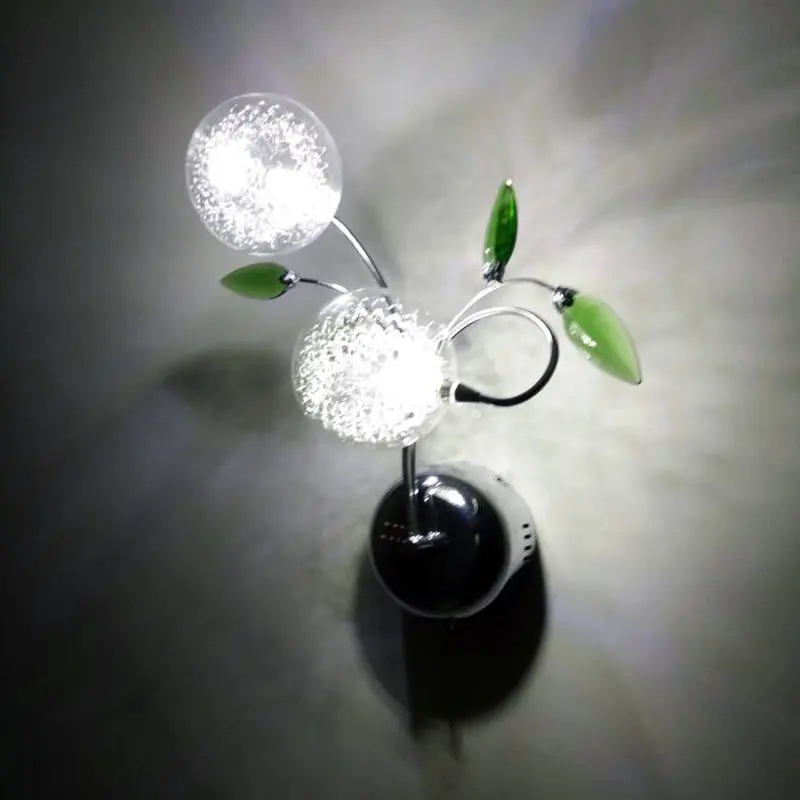 Современный зелеными кристаллами ручной работы; комплект: листьев Спальня настенная лампа в виде светящегося шара Алюминиевые проводы тенты Гостиная Настенные светильники коридор в прихожую, настенный светильник