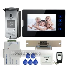 New 7″ Touch Screen Video Door Phone Intercom Kit + 1 RFID Access Camera + 1 Monitor + Electric Strike Door Lock Free Shipping