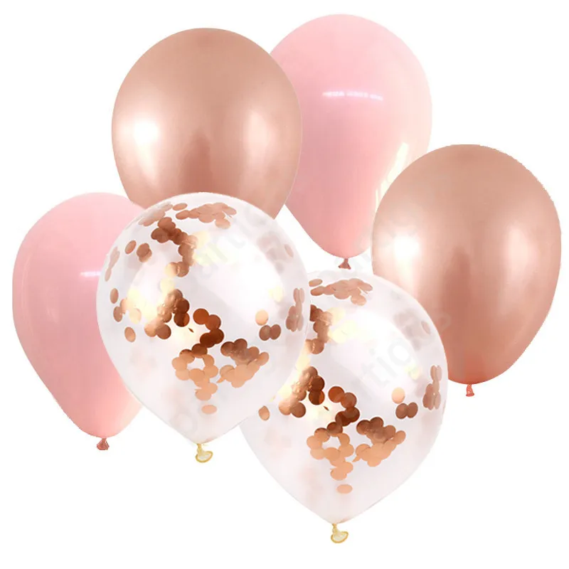 12 шт. 12 дюймов воздушные шары с конфетти цвета розовое золото шампанское золото латексные шары на день рождения, свадьбу, вечеринку, украшения для детского душа