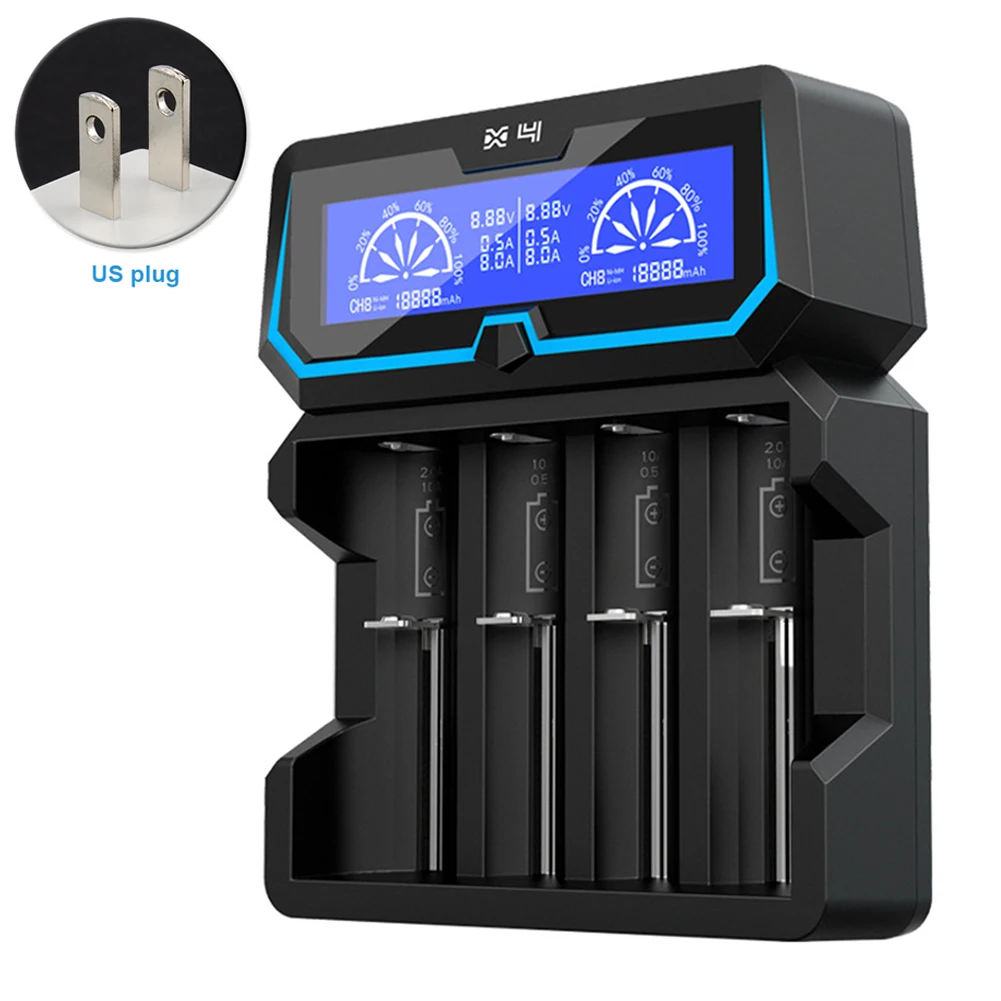

Battery Charger Power Bank 4 Slots Li-ion Ni-MH Fast Small LCD Screen Accessory Safe Reactivation 18650 3.6V 3.7V Tools