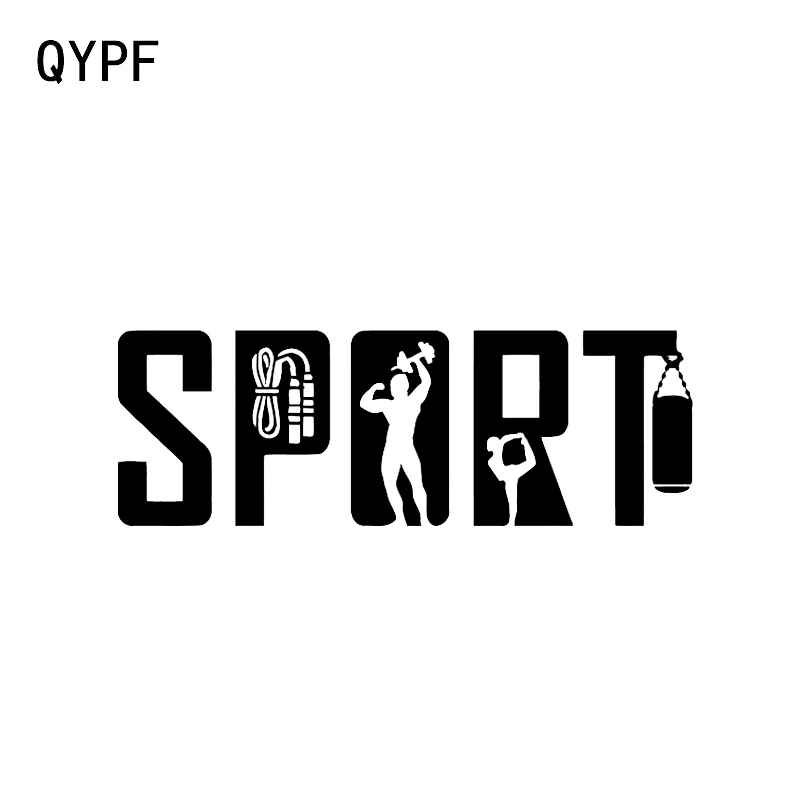

QYPF 16.3*5.6CM Funny SPORT Graphic Fitness Decor Car Sticker Vinyl Accessories Silhouette C16-0859