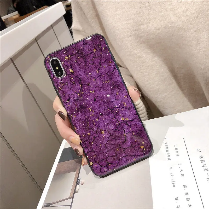 Epoxy Gold Foil Gem Phone Case For Huawei Honor P30 Pro P20 Lite P10 Plus Nova 4 2S 2i 3 3i With Ring Stand Holder Lanyard Cover - Цвет: Only Case Purple