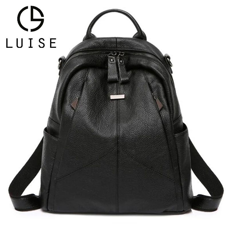 Бренд LUISE женский рюкзак из натуральной кожи школьный сумка на плечо высокое
