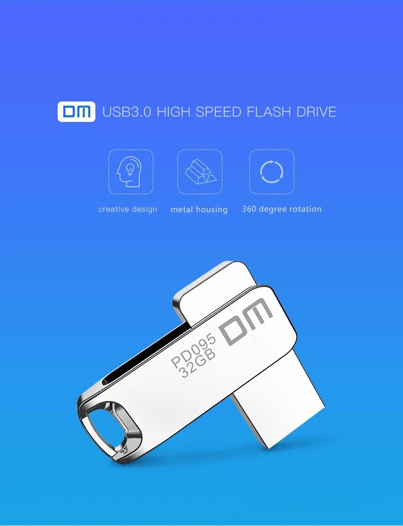 Флеш-накопитель DM PD095 USB3.0, полностью металлический корпус, флеш-накопитель, высокоскоростная карта памяти, 64 ГБ, флеш-накопитель, реальная емкость, 16 ГБ, 32 ГБ, 64 ГБ, u-диск