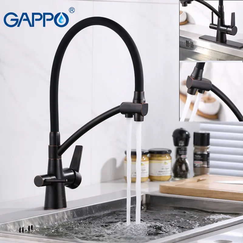  Gappo black kitchen sink faucet 3 way water filter tap brass kitchen mixer Kitchen Put Out Faucet K - 4000171175185