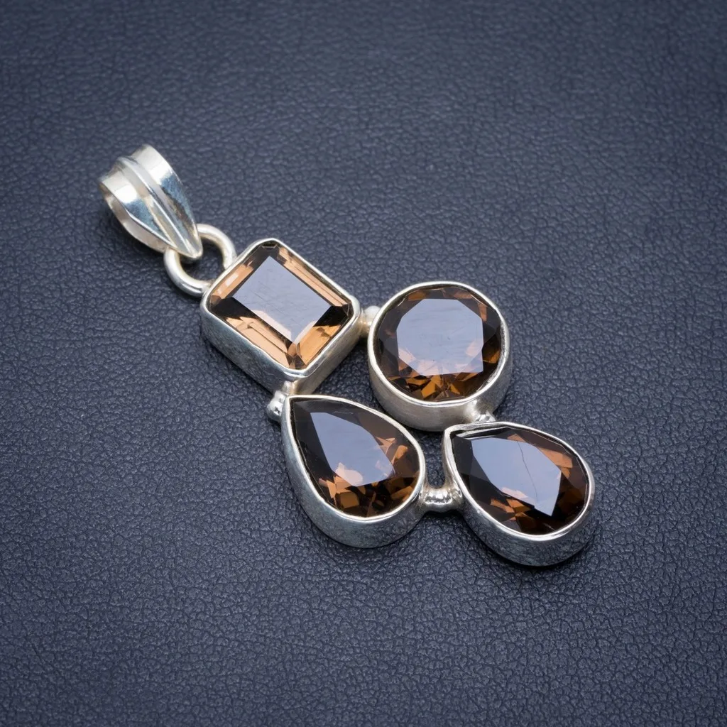

Natural Smoky Quartz Handmade Unique 925 Sterling Silver Pendant 1.75" A1539