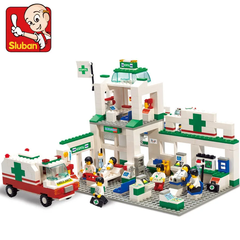

SLUBAN New city scene Hospitals emergency center Building Block Set 3D Construction Brick Toys for Children