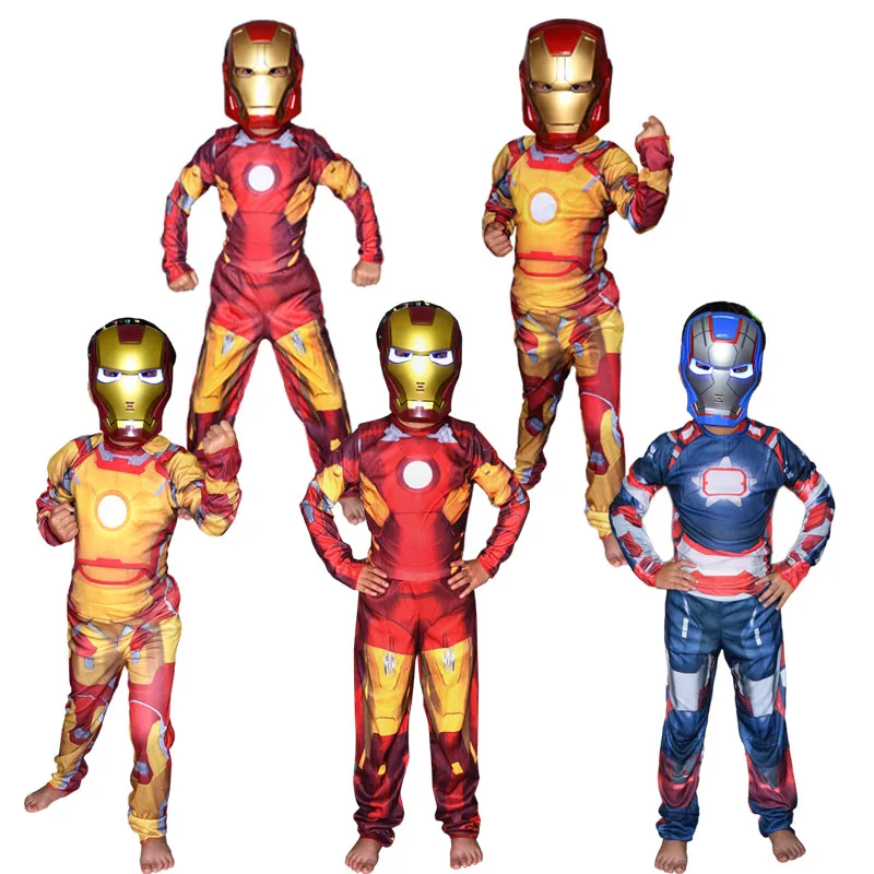 Iron Man Child Kids Costume LED Masks Cosplay Iron Man Clothing Ironman