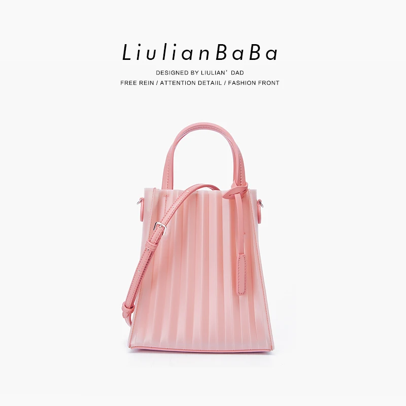 Прозрачная ПВХ пластиковая сумка-ведро, винтажная желе-конфета, сумка-мессенджер, женская летняя сумка-тоут, новинка, брендовая, розовая, белая - Цвет: pink
