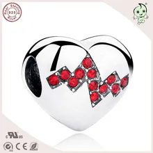 Diseño Romántico Del Corazón Del Amor de Joyería de Plata de Calidad superior 925 Siver Encanto En Forma de Corazón Para la Famosa Cadena O Collar Europeo