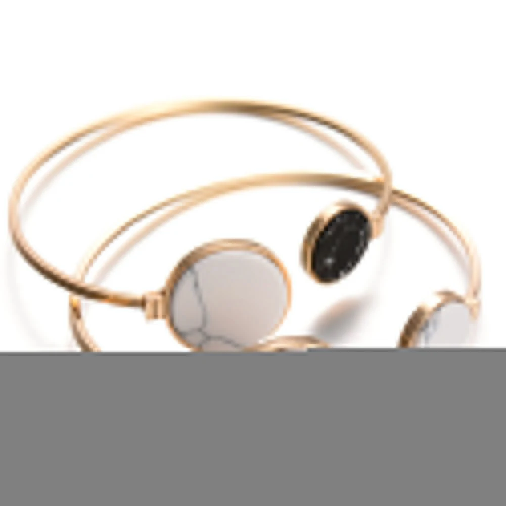 Новая мода черный белый мраморный узор Золотой металлический Шарм-браслет для женщин Девушка ювелирные изделия, браслет для вечеринки