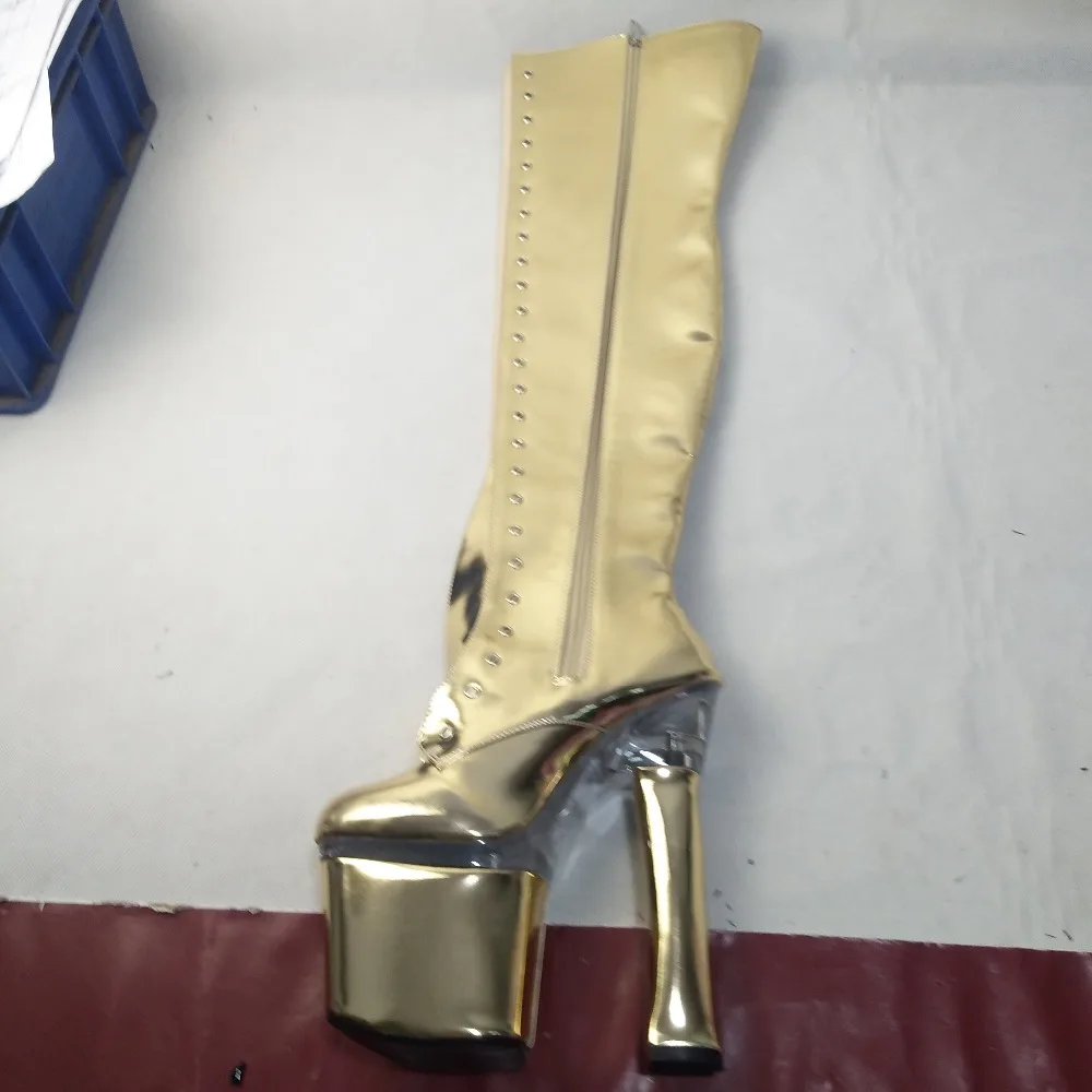 Sexy 18-centimeter-square over-the-knee boots, stage walking shoes, nightclub pole dancing Dance Shoes