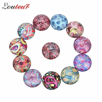 

LOULEUR 10/12/18/20/25mm 20pcs Round Photos Glass Cabochon Mixed Pattern fit Cameo Base Setting Jewelry Components