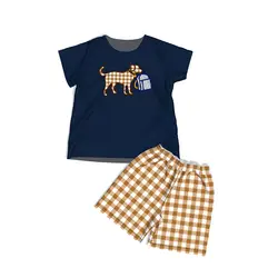 Одежда для маленьких девочек детская одежда предпродажа школьная собака вышивка Бутик Одежда CONICE Нини Presale-004 продавец