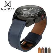 Аксессуары для часов MAIKES, ремешок для часов из натуральной кожи 24 мм, 22 мм, винтажный синий ремешок для часов, наручные часы, браслеты для часов Omega
